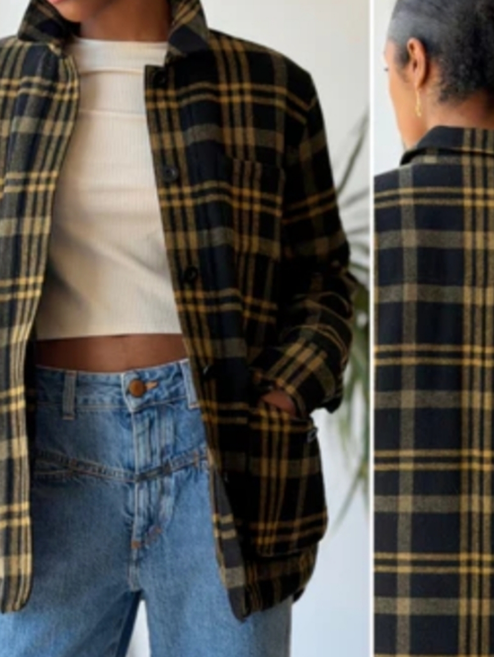Jenni Kayne Farmhouse Wool Plaid Shacket Lined Jacket - Picture 3 of 11